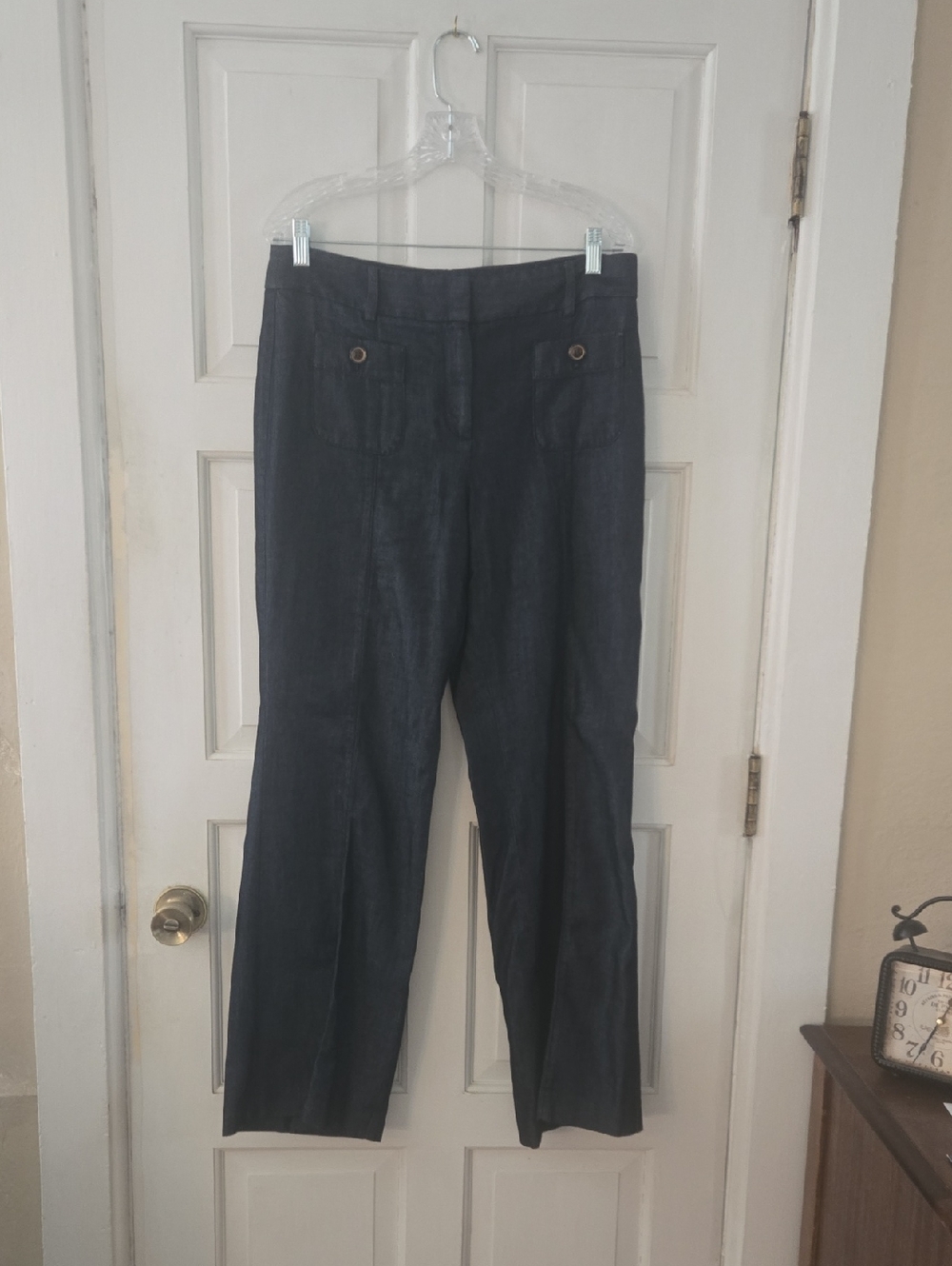 Talbots Dark Navy Denim-Texture Trousers